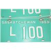 Image 2 : Pair of 1969 Saskatchewan Low Number Livery License Plates