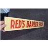 Image 2 : Antique "Red's Barber Shop" Wooden Sign (3'x5")