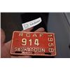 Image 1 : 1958 Saskatoon RCAF License Plate (Rare)