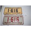 Image 1 : 1957 and 1958 Saskatchewan "Wheat Province" License Plates w/ Matching Numbers