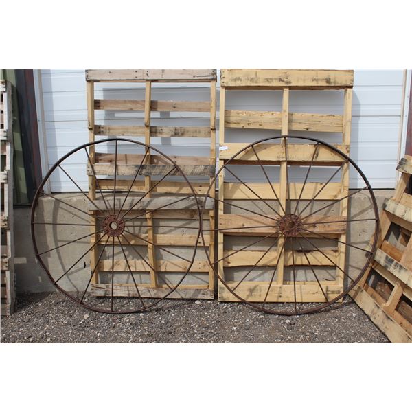 (2) Steel Vintage Wheels 54 Inches in Diameter