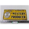 Image 1 : The Western Producer Metal Sign 14 x 6 3/4