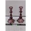 Image 1 : (2) Dusty Rose Glass Candle Holders