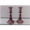 Image 2 : (2) Dusty Rose Glass Candle Holders