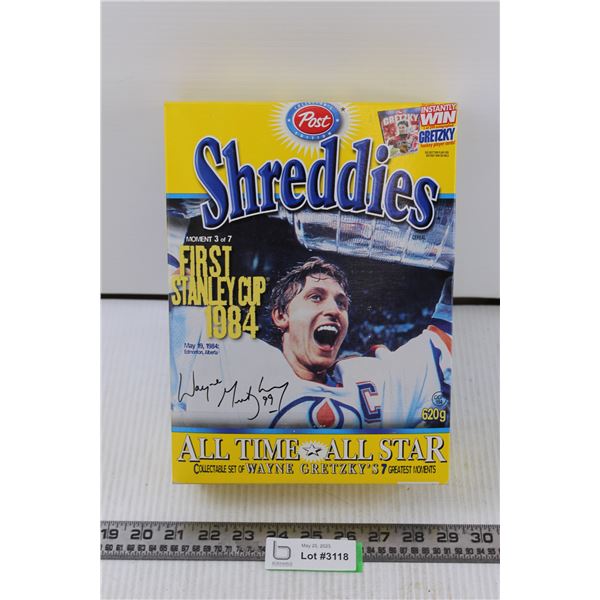 Shreddies All Time All Star Wayne Gretzky Cereal Box Unopened Bodnarus Auctioneering Shreddies All Time All Star Wayne Gretzky Cereal Box Unopened Bodnarus Auctioneering