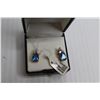 Image 2 : Pear Shaped Glass Blue Topaz Earrings - 14k Gold Plated