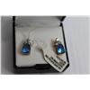 Image 3 : Pear Shaped Glass Blue Topaz Earrings - 14k Gold Plated