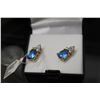Image 4 : Pear Shaped Glass Blue Topaz Earrings - 14k Gold Plated