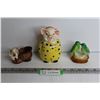 Image 1 : Vintage Pig Sugar Bowl - Salt & Pepper Shaker in One (Made in Japan) - Ceramic Bird & Puppy