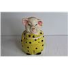 Image 3 : Vintage Pig Sugar Bowl - Salt & Pepper Shaker in One (Made in Japan) - Ceramic Bird & Puppy