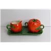 Image 5 : Vintage Ceramic Sugar Bowl, Creamer & Tray (Made in Occupied Japan)