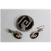 Image 3 : Mexican Sterling Silver Earrings & Matching Brooch