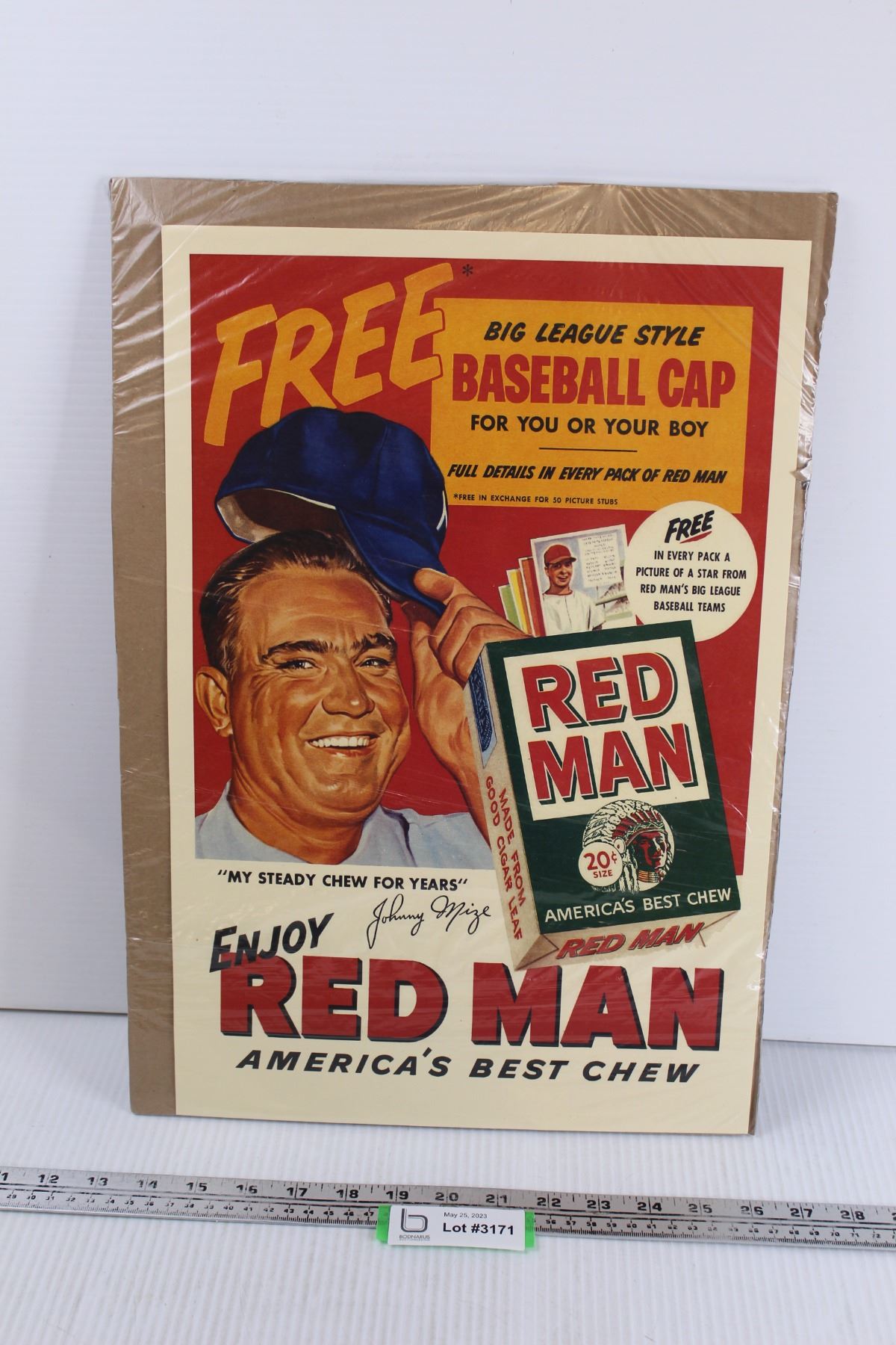 Poster Advertisement for Red Man Cigarettes ft. Johnny Mize (12x18 ...