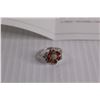 Image 2 : ^14K White Gold Plated .925 Silver Orange Sapphire and C.Z. Ring (Size 7--w/Certificate of Appraisal