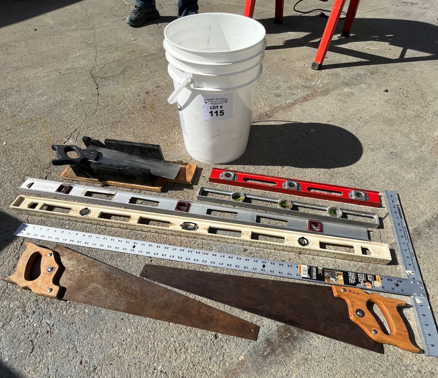 Mitre saw, levels, saws & drywall square
