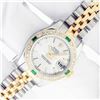 Image 3 : Rolex Ladies Two Tone Silver Index Emerald and Diamond Datejust Wristwatch