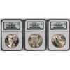 Image 2 : Binion Prestige Set of (3) 1923 $1 Peace Silver Dollar Coins NGC MS63/MS64/MS65