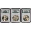 Image 2 : Binion Prestige Set of (3) 1923 $1 Peace Silver Dollar Coins NGC MS63/MS64/MS65