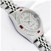 Image 4 : Rolex Ladies Stainless Steel Gray Roman Ruby and Diamond Datejust Wristwatch