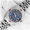 Image 2 : Rolex Ladies Stainless Steel Blue Roman Ruby and Diamond Datejust Wristwatch