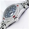 Image 9 : Rolex Ladies Stainless Steel Blue Roman Ruby and Diamond Datejust Wristwatch