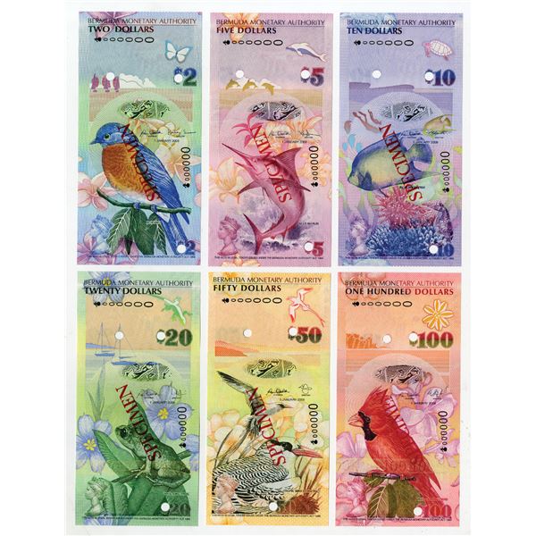 Bermuda Monetary Authority, 2009, Group of 6 Specimen Banknotes