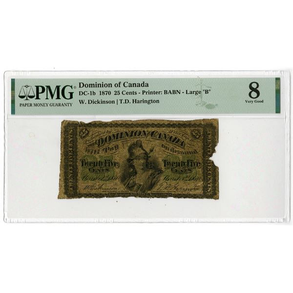 Dominion of Canada, 1870, "Large B" Issued Banknote