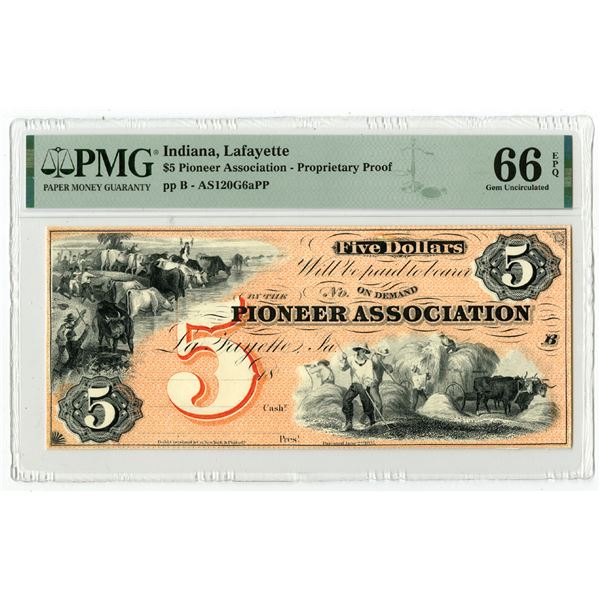 Pioneer Association, ND 1857 (Reprinted 1950-70s), $5, Obsolete Propriety Proof