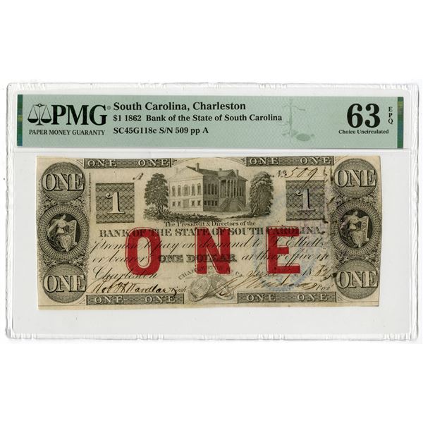 Bank of the State of South Carolina, 1862, SC45G118c, Issued Obsolete Banknote