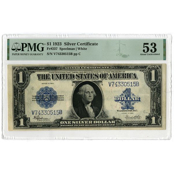U.S. Silver Certificate, $1, Series of 1923, Fr#237, Issued Banknote.
