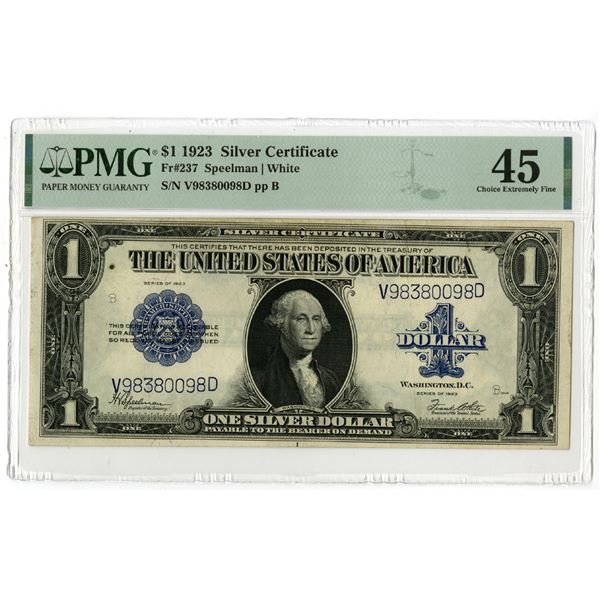 U.S. Silver Certificate, $1, Series of 1923, Fr#237, Issued Banknote.