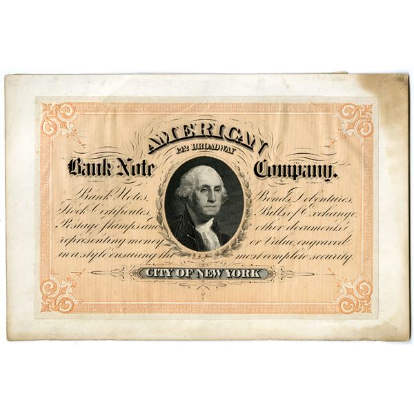 American Bank Note Company, ca. 1860's Proof Advertising Card.