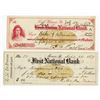 Image 1 : First National Bank, Pair of Issued Checks with Rare Imprinted Revenues RN-K11, 1876-77