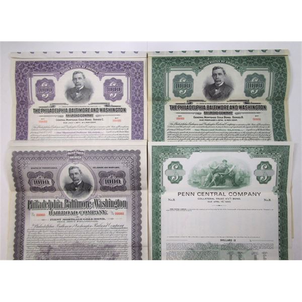 Philadelphia, Baltimore and Washington Railroad Co. & Penn Central Co., Specimen Bond Assortment, 19