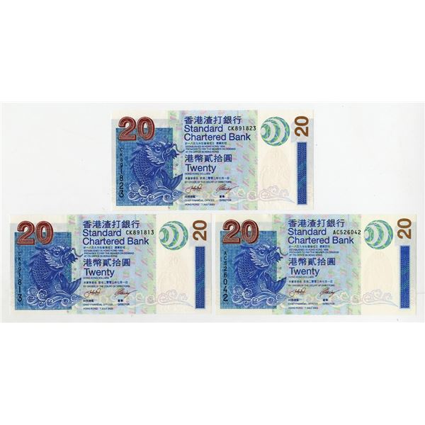 Standard Chartered Bank, 2003, Trio of Issued Banknotes