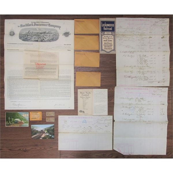 Railroad Related Items, includes Postcards, Train Tickets, Maps, Time Tables, and More, ca. 1884 to