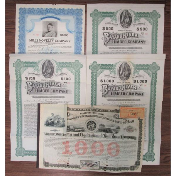 Illinois, Maine &New York, 1874-1936, Including Lumber, Railroads & Manufacturing Bonds