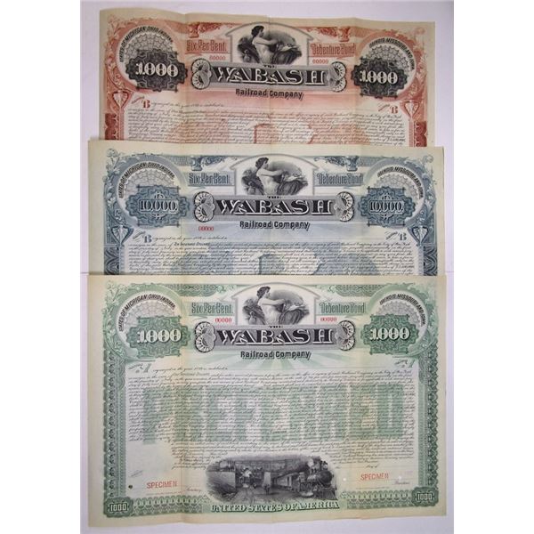 Wabash Railway Co., 1899-1907, Specimen Bond Trio
