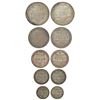 Princely States: Mewar-Udaipur, Fatteh Singh (1884-1929 AD), silver set of 5 coins, 1 rupee, ½ rupee