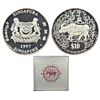 Foreign: Singapore, Lunar year series-year of the Cow, Proof pied fort 2-ounce silver 10 dollar, 199