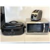 Image 1 : Group of assorted kitchen appliances - includes T-Fal toaster/ Moulinex microwave oven & Rival roast