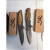 Image 3 : Group of assorted pocket knives w/ First Nations decorative piece - includes Browning folding knives