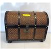 Image 1 : Vintage wooden storage trunk w/ contents - approx.  24in wide x 14in depth x 18in height