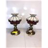 Image 1 : Set of 2 Tiffany style table lamps w/ glass leaded shades