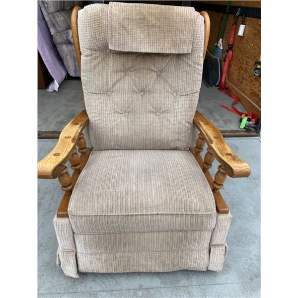 VINTAGE PLATFORM ROCKER WITH WOODEN ARMS