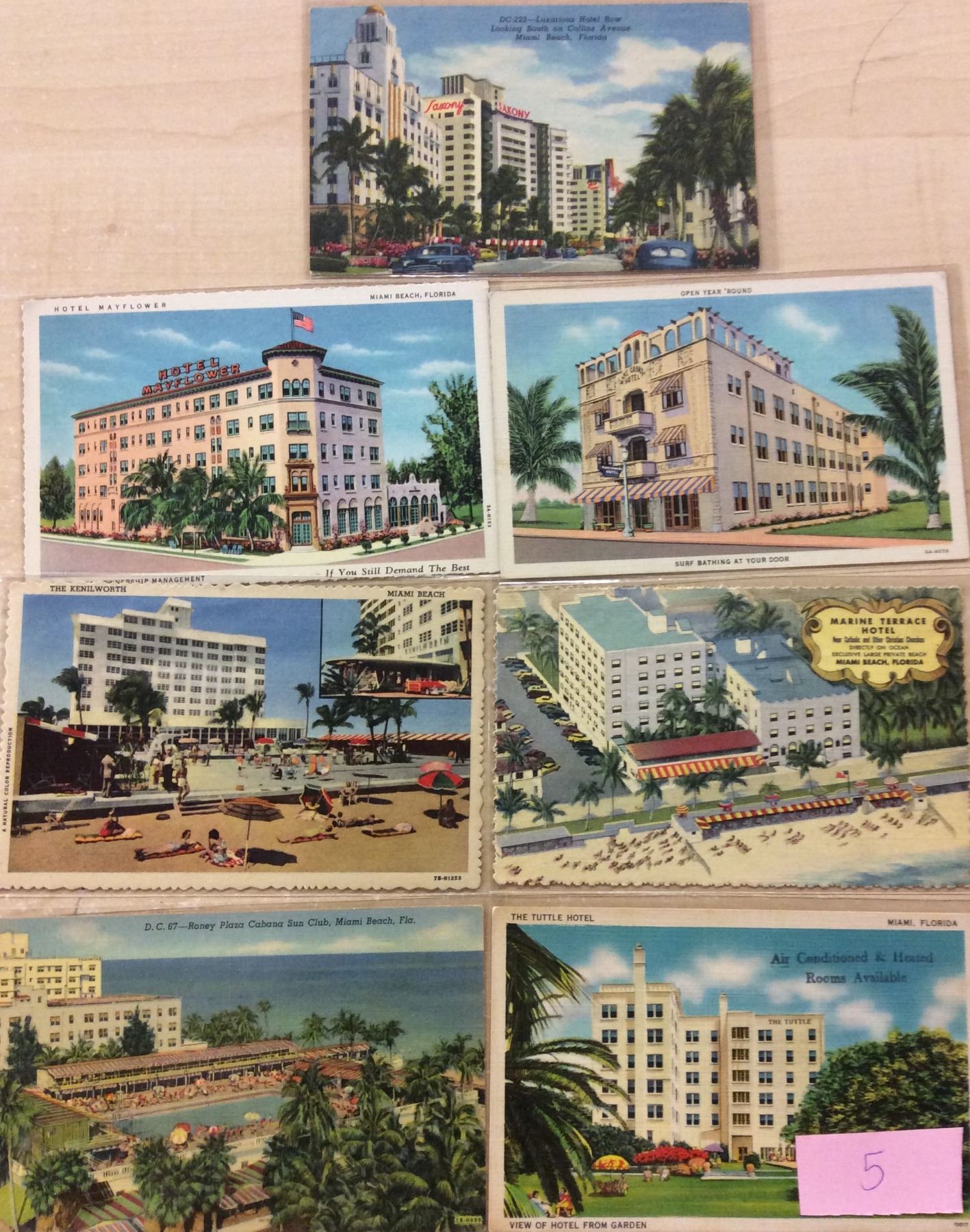 Miami Postcard Example Miami Beach Hotels - Motels 25 Postcards