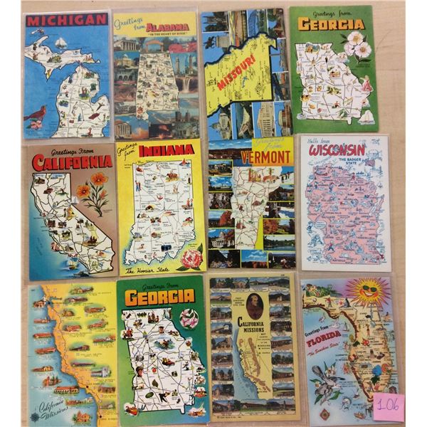 USA State Maps 140 Postcards