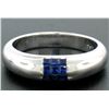 Image 3 : NEW 18k White Gold 0.65 ctw Invisible Set Royal Blue Princess Sapphire Band Ring
