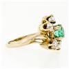 Image 7 : Vintage 18k Yellow Gold Round GIA RARE UNTREATED Emerald Solitaire Diamond Ring
