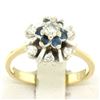 Image 4 : 14k Yellow & White Gold 0.65 ctw Diamond Sapphire 3 Tiered Starburst Cluster Rin